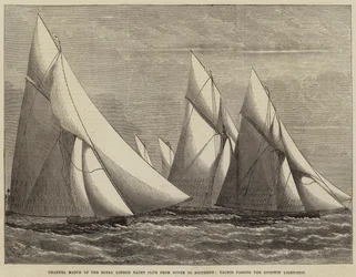 Course de la Manche du Royal London Yacht Club de Douvres à Southend, yachts passant le bateau-phare de Goodwin